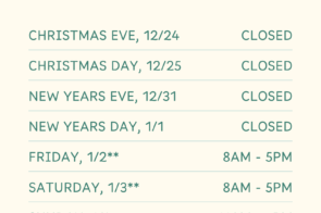 Holiday Hours at APH